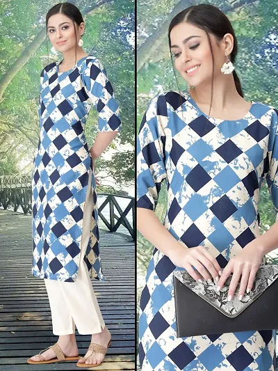 Stylish Crepe Printed Straight Kurtis Bottom Set