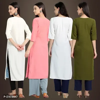 Elegant Crepe Printed Straight 3/4 Sleeves Kurta For Women- Pack Of 4-thumb2