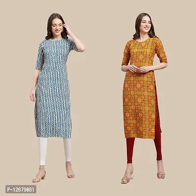 Multicoloured Crepe Printed Kurtas For Women