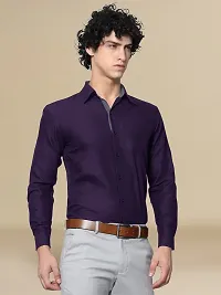 Reliable Purple Cotton Solid Long Sleeve Casual Shirts For Men-thumb2