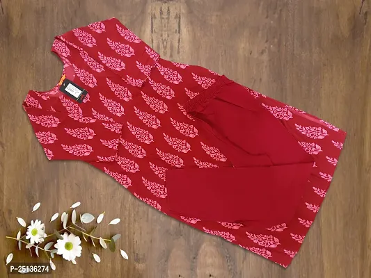 Elegant Red Crepe Printed Kurta Bottom Set For Women