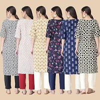 Straight Multicoloured  Crepe Kurta Combo Set Of 6-thumb1