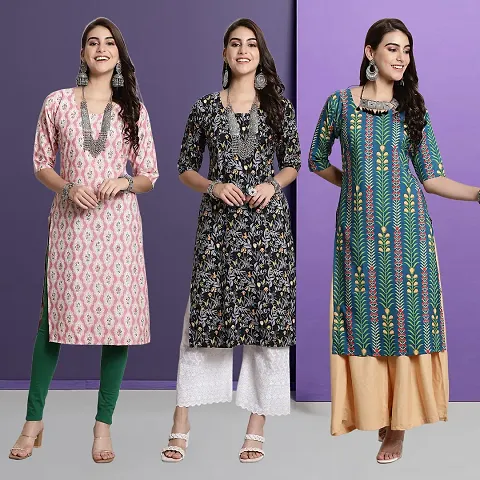 Fancy Rayon Kurtis For Women Pack Of 3