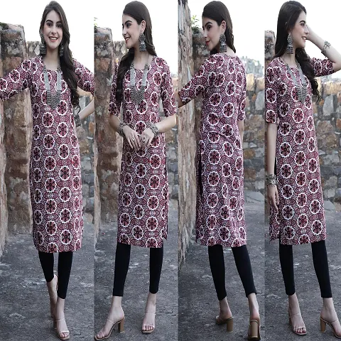 Stylish Crepe Printed Straight Kurtis