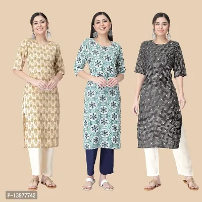 Classic Crepe Printed Kurtis For Women Combo Pack Of 3