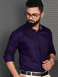 Reliable Purple Cotton Solid Long Sleeve Formal Shirt For Men-thumb2
