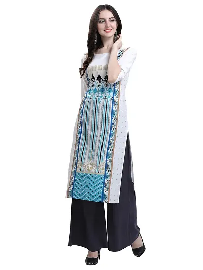 Multicolored Printed Crepe Straight Kurtas