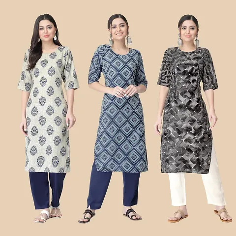 Fancy Combo of 3 Crepe Kurti