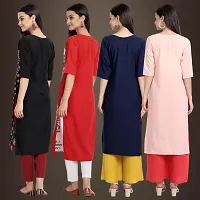 Elegant Crepe Printed Straight 3/4 Sleeves Kurta For Women- Pack Of 4-thumb1