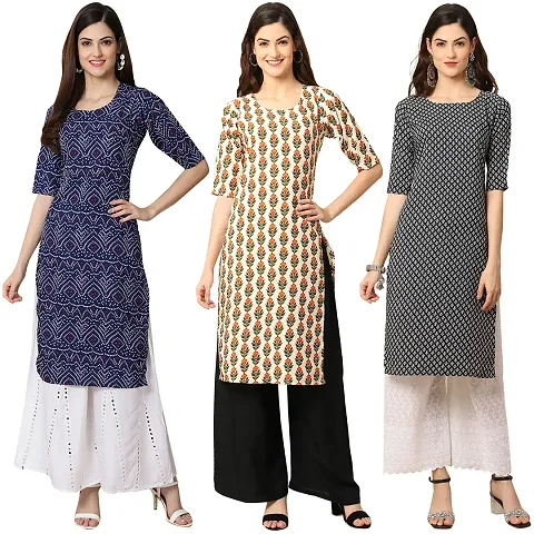 Beautiful Crepe Straight Kurta For Women Pack Of 3