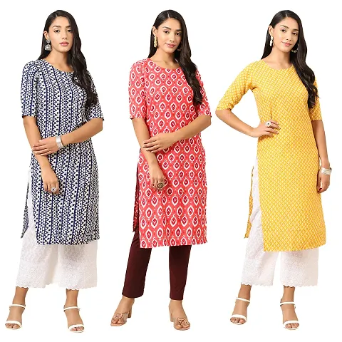 Stylish Crepe Stitched Kurta For Women Pack of 3