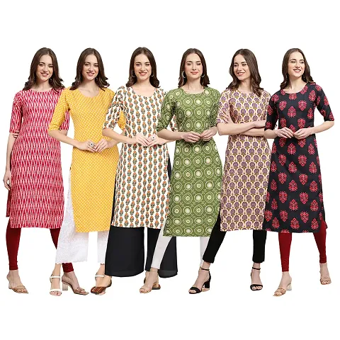 Women Crepe Digital Straight Kurti Pack of