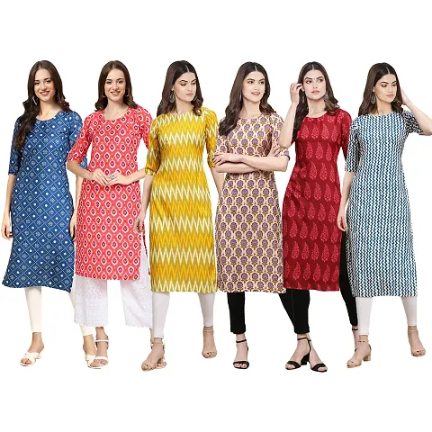 Stylish Crepe Printed Kurti - Pack of 6