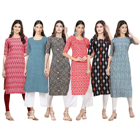 Stylish Crepe Printed Kurti - Pack of 6