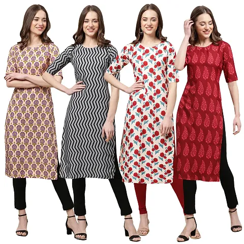 Trendy Crepe Printed Kurti - Pack of 4