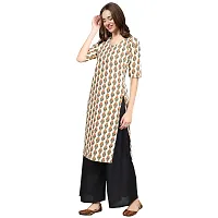 Stylish Beige Crepe Floral Print Straight Kurta For Women-thumb1