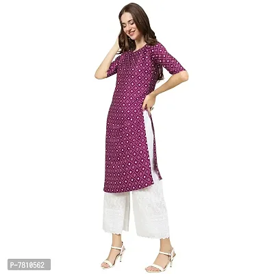 Magenta Crepe Ethnic Motif Kurtas For Women-thumb2