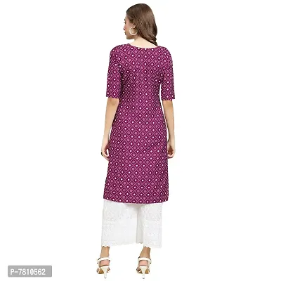 Magenta Crepe Ethnic Motif Kurtas For Women-thumb4