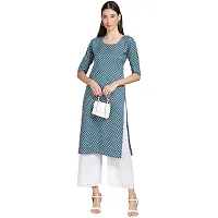 Stylish Teal Crepe Floral Print Straight Kurta For Women-thumb1