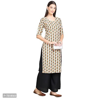 Stylish Beige Crepe Floral Print Straight Kurta For Women-thumb2