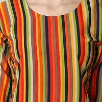 Multicoloured Crepe Striped Kurtas For Women-thumb2