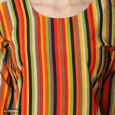 Multicoloured Crepe Striped Kurtas For Women-thumb3
