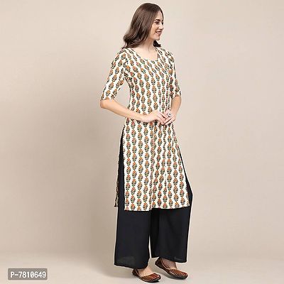 Stylish Beige Crepe Floral Print Straight Kurta For Women-thumb3