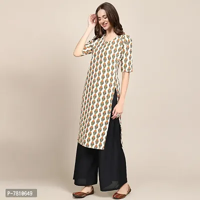 Stylish Beige Crepe Floral Print Straight Kurta For Women-thumb2