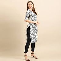 Stylish Grey Crepe Floral Print Straight Kurta For Women-thumb2