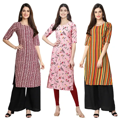 Stylish Crepe Printed Kurti - Pack of 3