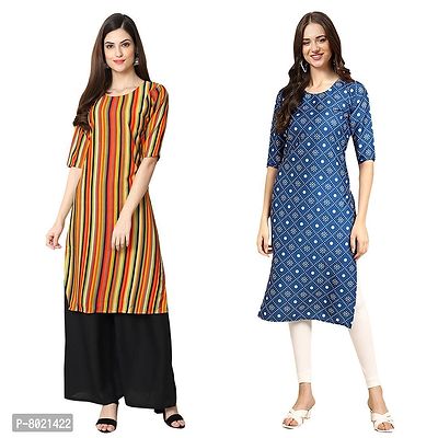 Alluring Crepe Printed Straight Kurta For Women- Pack Of 2-thumb0