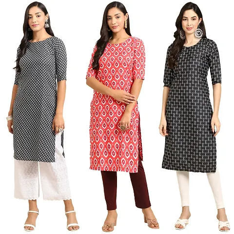 Stylish Crepe Printed Kurti - Pack of 3