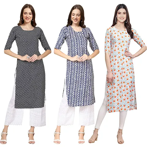 Stylish Crepe Printed Kurti - Pack of 3