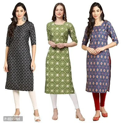 Alluring Crepe Digital Printed Straight Kurta For Women- Pack Of 3