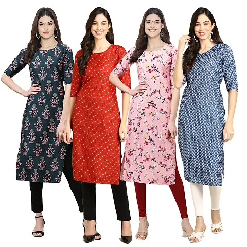 Stylish Crepe Printed Kurti - Pack of 4