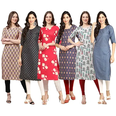 Trendy Crepe Digital Straight Kurta For Women ( Pack Of )