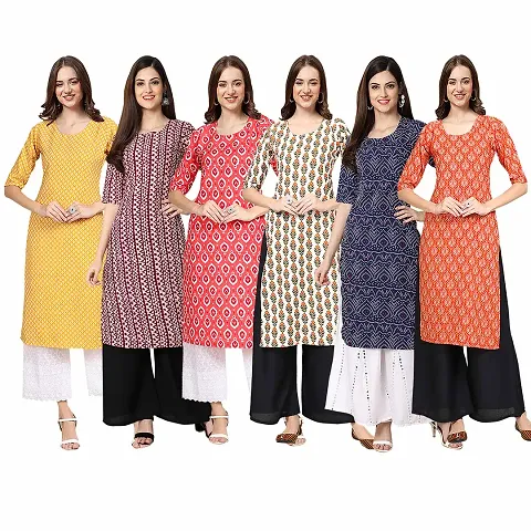 Fancy Combo of 6 Crepe Kurti