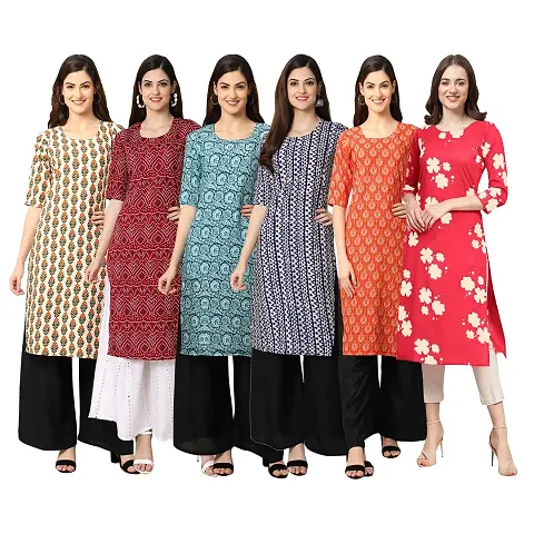 Trendy Crepe Digital Straight Kurta For Women ( Pack Of )