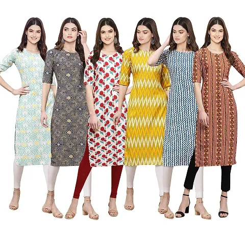 Stylish Crepe Printed Kurti - Pack of 6