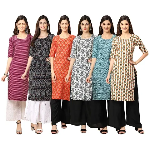 Fancy Combo of 6 Crepe Kurti