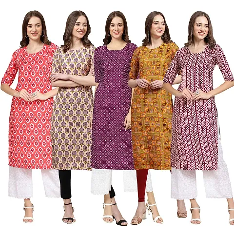 Fancy Combo of 5 Crepe Kurti