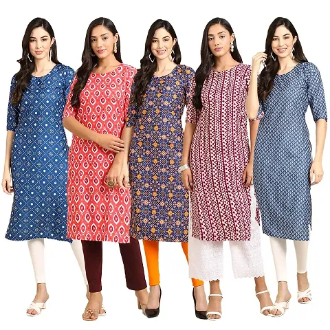 Fancy Combo of 5 Crepe Kurti