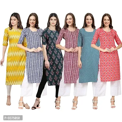 Multicoloured Crepe Printed Kurtas For Women-thumb0