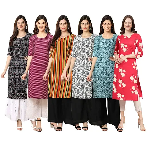 Trendy Crepe Digital Straight Kurta For Women ( Pack Of )