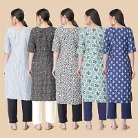 Stylish Straight Multicoloured Printed Crepe Kurta-Combo Of 5-thumb1