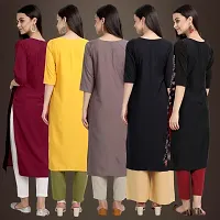 Elegant American Crepe Printed Straight 3/4 Sleeves Kurta For Women- Pack Of 5-thumb1