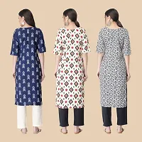 Stylish Crepe Multicoloured Printed Kurta For Women- Combo Of 3-thumb1