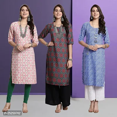 Stylish Fancy Designer Crepe Printed Kurta For Women Combo Of 3-thumb0