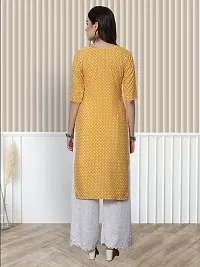 Stylish Yellow Crepe A-Line Printed Stitched Kurti For Women-thumb1