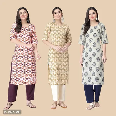 Classic Crepe Printed Kurtis For Women Combo Pack Of 3